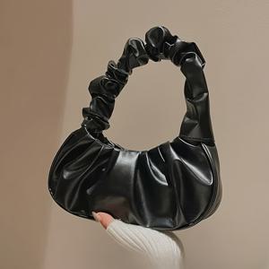 TEMU 스타일리시 플리츠 백, 패셔너블 여성용 핸드백 - PU 소재 미니멀 솔리드 컬러 언더암 숄더백 | 캐주얼 & 포멀 착용 가능 | 다양한 색상의 트렌디한 다용도 스몰백