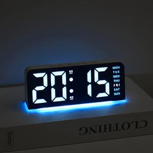 TEMU JIUBILAI CO 모던 LED 디지털 알람 시계, 주변 조명 및 날짜 표시 기능 - 밝기 조절 가능, 12/24시간 형식, USB 전원(배터리 미포함) - 홈, 오피스, 학교용 슬림한 직사각형 디자인 - 크리스마스 선물로 완벽한 선택, 장식, 내구성 있는 플라스틱, 다기능 패널, 홈 데코레이터, 크리스마스에 최적