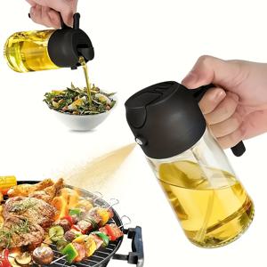 TEMU 16oz 오일 스프레이어 - 470ml 유리 올리브 오일 분사병, 주방용 및 캠핑용 이중 목적 유리 오일 디스펜서 드리퍼, 식품 등급 안전성|오일스프레이