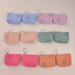 TEMU 6/12pcs 휴대용 코듀로이 동전 가방, 지퍼 - 메이크업, 립스틱, 위생 제품용 컴팩트 지퍼 포켓 - 여행, 일상 사용 및 선물 (어머니의 날, 졸업), 여행 액세서리 보관|허니 스타일|컴팩트 사이즈, 화장품 여행 케이스|립스틱