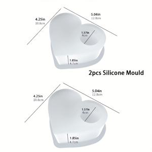 TEMU 2개 하트 모양 실리콘 캔들 몰드, DIY 콘크리트 및 시멘트, 석고 레진 주조용, 테이블 장식 및 홈 크래프트 재료에 적합
