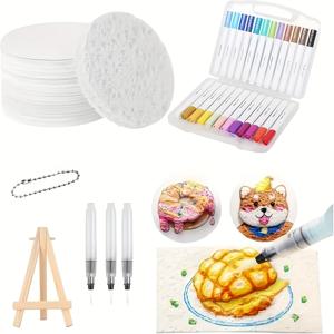 TEMU 1세트 폼 텍스처 페인팅 키트, 3D 드로잉 매직 캔버스 스펀지, DIY 버블 드로잉 아트 용품, 퍼피 팝콘 드로잉 텍스처 페인팅 세트