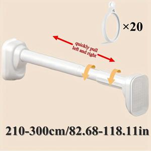 TEMU 확장 가능한 40-500cm 샤워 커튼 로드, 흡착컵 포함, 스틸 텐션 폴, 직경, 창문 및 욕실용 무드릴링 확장형 커튼 폴, 망원경식 샤워 커튼 로드|커튼봉|샤워커튼