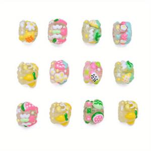 TEMU 10팩 15x18mm 수제 레진 비즈 - 다양한 과일 디자인 (수박, 레몬, 드래곤플루트) DIY 주얼리 만들기용, 팔찌 및 키체인 & 폰 참 장식 - 생생한 색상, 내구성 있는 공예 비즈