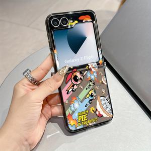 TEMU 삼성 갤럭시 Z Zflip5 Zflip6 Z Flip7 Flip5 Flip6용 귀여운 만화 경찰 여성 폰 케이스, 방탄 투명 소프트 백 커버