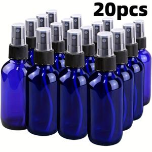 TEMU 20개 블루 파인 미스트 스프레이 병, 3.38oz - 물을 뿌리기, 청소, 미용 필러용으로 빈 플라스틱 용기, 오일 프리, BPA 프리, 사용하기 쉬운, 정원 스프레이| 직사각형 병| 투명 라벨|오일스프레이