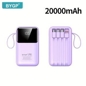 TEMU 10000/20000mAh 휴대용 파워 뱅크, PD20W 고속 충전기, 내장 /타입-C/USB 케이블 및 끈, LED 디스플레이 스크린, 컴팩트하고 가벼운, 아이폰, 기기/시계 호환, 야외 비상 여행 백업 배터리|보조배터리|C타입충전기|보조배터리20000