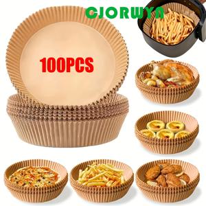 TEMU 100개 CJORWYN 실리콘 오일 에어프라이어 라이너 - 7.9인치 원형 논스틱 베이킹지, 건강한 에어 프라이징 및 요리에 적합 (할로윈, 크리스마스, 추수감사절) - 쉽게 세척 가능한 기름 방지 주방용품, 크리스마스와 추수감사절에 완벽|에어프라이어