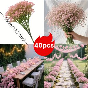 TEMU 40개 인공 베이비 브레스 부케 - 1200줄기의 리얼리스틱 자스민 꽃 - 홈, 웨딩, 기념일, 추수감사절, 아버지의 날, 야외 및 계절 장식용 인조 플로랄 데코, 유지보수 없는 테이블 센터피스 (화병 미포함)