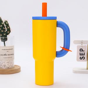 TEMU 40oz 대용량 스테인리스 스틸 보온병 - 24시간 냉온보관, BPA 프리, 탈부착 가능한 빨대 및 손잡이 포함, 차량 컵홀더 호환 가능, 파스텔 컬러 (핑크/블루/옐로우/그린/퍼플/오렌지/틸) - 체육관, 캠핑, 여행, 학교에 이상적, 야외 활동 애호가를 위한 완벽한 선물, 내구성 강화, 피트니스 러버를 위한 디자인|트래블보틀