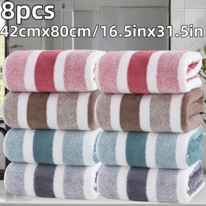 TEMU 대형 핸드타월 8pcs 세트, 42*80cm/16.5*31.5인치, 두꺼운 코랄플리스 수건, 초극세사, 다양한 색상, 흡수력이 뛰어나고 빠르게 마르며 부드럽고 편안함. 욕실용품으로 적합하며 사우나, 호텔, 체육관에 이상적입니다. 손수건과 루프가 있는 목욕 타월 세트, 여성을 위한 샤워 타월, 현대식 세련된 욕실 장식|수건|샤워타올