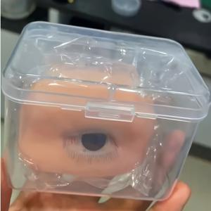 TEMU 1쌍의 초현실적인 속눈썹 연습용 실리콘 시뮬레이션 상하 속눈썹 머리 모델 소형 볼륨 휴대용 모델 머리