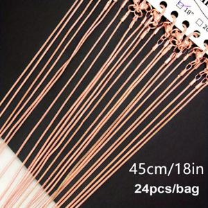 TEMU 24개/봉지 18인치 실버 도금 스네이크 체인 목걸이, 1.2mm 구리 도금 화이트 K 체인, 40-75cm 실버 도금 스네이크 본 체인, 24줄 인조 골든 스네이크 본 목걸이