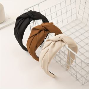 TEMU 3PCS 여성용 소박한 패브릭 헤드밴드 - 3개 세트 - 데일리 캐주얼 - 스타일 - 순수한 색상 - 깃털 없음 - 일상 착용에 완벽