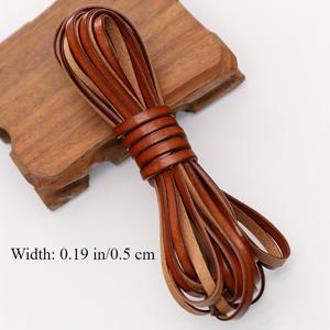 TEMU 5m 원천 소가죽 가죽 코드, 3-8mm 평평한 스트랜드 로프 DIY 보석 만들기, 목걸이 및 팔찌 액세서리 - 커피 색상