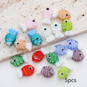 TEMU 5pcs 유리 물고기 비즈 주문, 다양한 색상, 유리 비즈 장식 DIY 보석 만들기, 공예, 헤어 액세서리, 휴대용 체인 액세서리