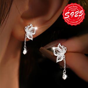 TEMU 여성용 S925 스털링 실버, 연꽃 모양 귀걸이 한 쌍, 우아하고 독특한 디자인, 다양한 상황에서 착용하기 적합, 여자친구를 위한 완벽한 발렌타인데이 선물, 알레르기 방지