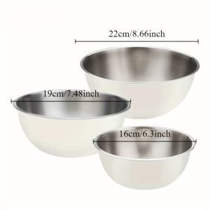 TEMU 3pcs 스테인리스 스틸 샐러드 그릇 세트 - 측정치 포함, 베이킹, 샐러드, 파스타, 과일용 대용량 혼합 그릇 - 요리, 서비스, 보관용 튼튼한 주방 준비 그릇