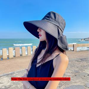 TEMU 여성용 스타일리시 자외선 차단 피셔맨 모자 포니테일 홀 포함 - 통기성 폴리에스터, 조절 가능한 끈, 가벼우면서 내구성이 뛰어난 야외 및 캐주얼 착용용, 데이 휴가, 해변 또는 캐주얼 의상에 완벽한 비치 햇