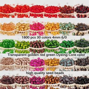 TEMU 1800개입 30색상, 5그램/팩, 총 150그램/5.29온스, 4mm(6/0), 초고급 투명 골드 레드 그린 천연 컬러 다이드 코어 쌀 비즈, 라운드 비즈, 시드 비즈, 미니 비즈, 팔찌·귀걸이·핸드스트링용, 어머니·친구 선물