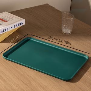 TEMU 1pc 내구성 있는 두꺼운 플라스틱 차 트레이, 텀블러 및 컵 포함 - 직사각형 디저트 과일 트레이, 아침 또는 오후 차에 이상적, 주방 필수품|장식 트레이|가리스트 마감