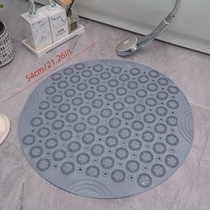 TEMU 동양 브랜드 원형 PVC 욕실 미끄럼 방지 패드 1개, 심플한 기하학적 무늬 발판, 강력 흡착 밑면, 빠른 배수 원형 구멍 디자인, 샤워실·호텔 화장실·욕조·홈 데코레이션용|욕조