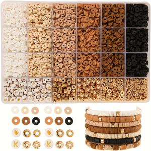 TEMU 2000 패션 폴리머 클레이 비드 키트, 24가지 스타일과 레터 스페이서 포함 - DIY 팔찌와 목걸이 제작에 완벽한 세트, 보관함 및 공예 도구 포함 | 장식용 스페이서 & 비드 정리함