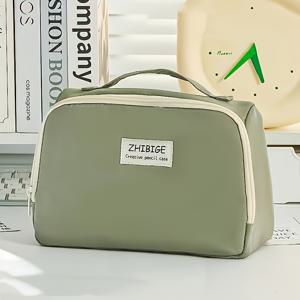 TEMU 오버사이즈 필통 - 학생 및 전문가를 위한 내구성 있는 원단과 다중 수납공간, 메쉬 포켓 & 인체공학적 손잡이 - 펜, 노트북, 계산기 및 사무용품 정리용 연필 파우치|계산기|필통