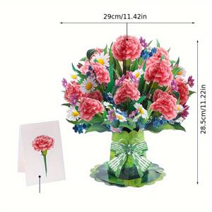 TEMU 분홍색 꽃무늬 3D 꽃다발 - 완벽한 어머니의 날 또는 생일 선물 카드, 모든 수령자에게 적합한 수제 종이 배치, 축제적인 인사 카드 | 생동감 있는 꽃무늬 | 수제 종이 꽃다발, 꽃 장식