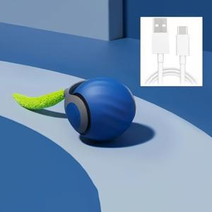 TEMU 인터랙티브 고양이 장난감 공 - USB 충전식, 고양이용 줄무늬 굽힘 및 흔들림 디자인, 지루함 완화, 내구성 있는 아크릴 니트릴 소재, 소형 품종, 새끼 고양이 장난감 공 | 줄무늬 패턴 | USB 충전식