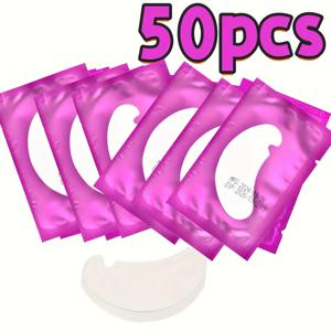 TEMU 50개, 쌍 Hydrogel 린프리 눈 밑 젤 패치 키트 | 저장 케이스가 있는 재사용 가능한 눈 마스크 패드, 눈썹 연장용 하이포알러지 미용 도구 (보라색)