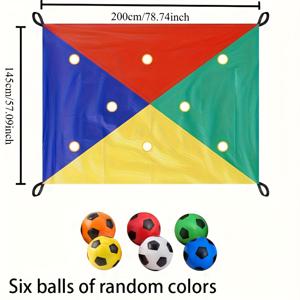 TEMU 4색 동굴 천 던지기 경쟁 게임 - 78x57인치 야외/실내 파티 게임, 6개의 무작위 공, 휴대용 내구성 디자인, 작업, 여가 및 파티용 (노란색/빨간색/파란색/녹색), 팀 활동용 재미있는 야외 해변 파티