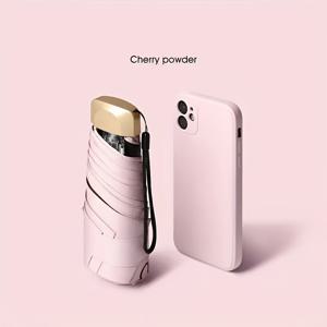 TEMU 10가지 색상이 있는 컴팩트 6-리브 미니 접이식 우산 - 경량 내구성 철 합금 손잡이 및 프레임, 수동 열기/닫기, 태양과 비에 적합한 세련된 휴대용, 핑크, 블루, 화이트, 그레이, 귀여운 우산 선물로 어머니의 날과 부활절에 사용할 수 있습니다.