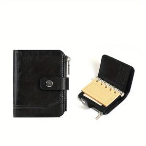 TEMU 카툰 디자인 지퍼 클로저 M5/A8 가죽 월렛 오거나이저 - 40페이지 휴대용 여행 저널 & 카드 홀더, 동전 포켓 및 펜 루프 포함, 내구성 있는 컴팩트 정리함, 실용적인 슬림형 디자인