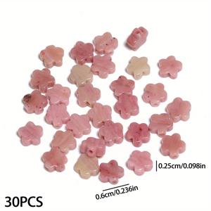 TEMU 30개 6mm 자연석 로돈이트 로즈 쿼츠 아마존石 플럼 꽃 모양의 비즈, 독특한 느슨한 거리 비즈, 보석 만들기 DIY 아름다운 팔찌, 목걸이, 귀걸이 공예, 여성 선물