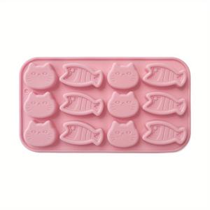 TEMU 1개 12구 카툰 물고기 고양이 실리콘 몰드 – DIY 주얼리, 공예, 에폭시 레진, 클레이용 유연한 재사용 가능한 몰딩 도구