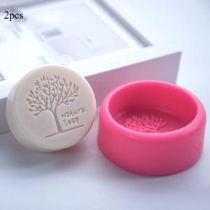 TEMU 2개 자연적인 나무 실리콘 샴푸 몰드 - 둥근 DIY 촛불 및 샴푸 몰드, -등급, 재사용 가능한 공예 용품, 손수 만든 크리스마스 장식, 샴푸 제조 용품