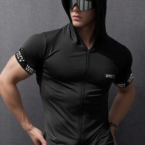 TEMU 남성용 퀵드라이 짐 티셔츠 - 풀 지퍼 프론트, 슬림핏 운동복 & 캐주얼 스트리트웨어 - 화이트 트레이닝 탑, 풀 지퍼 클로저, 액티브 라이프스타일, 통기성 원단, 피트니스 애호가를 위한 모던 스포츠웨어|헬스복
