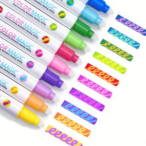 TEMU 10pcs 마법적인 색상 변환 펜 - 듀얼 팁 귀여운 카와이 쿨 재미있는 마커, 아트 크래프트 틴트 선물, 패스텔 플루오레스센트 하이라이트어 에스더틱 사무용품 여성용 백투스쿨, 로그 노트 플래너
