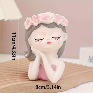 TEMU 1개 요정 디자인 회전형 메이크업 브러쉬 홀더 - 벽걸이 먼지 방지 실린더 정리함, 화려한 요정 & 꽃 장식, 가벼운 레진 화장품 보관함 (브러시, 아이브로우 펜슬, 펜용) - 드레싱 테이블, 침실, 욕실에 완벽한 , 내구성 있는 폴리싱 마감|눈썹펜슬