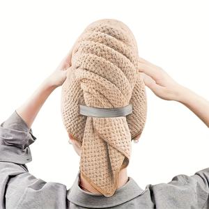 TEMU 우울한 여성용 마이크로파이버 헤어 랩, 빠르게 건조되고 흡수되는 헤어 캡, 안전한 탄성 밴드, 향이 없는 및 반짝이는, 곱슬머리, 비즈 컬러, 모든 네 가지 계절에 적합합니다.