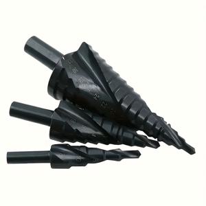 TEMU 3pcs 코발트 고속강 스텝 드릴 비트 세트, 4-12mm 4-20mm 4-32mm 니트리드 코팅, 삼각형 샤크가 있는 스피럴 금속 코너 - 정밀 구멍 오프너 도구