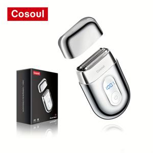 TEMU 코솔 남성용 전동 면도기 - 3단 플로팅 블레이드, USB-C 빠른 충전, 900mAh 장시간 배터리, LCD 디스플레이 & 여행 잠금 기능, 합금 바디, 휴대용 면도기 (수염/턱/목) - 여행 및 가정용, 충전식 면도기, 일상적인 얼굴 털 제거, 스타일리시 그루밍 도구, 내구성 강한 디자인, 고품질 블레이드, 자주 여행하는 분들을 위한 제품