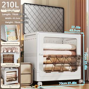 TEMU 150L/240L 대용량 접이식 야외 보관함 휠 포함, 방수 두꺼운 플라스틱 소재, 욕실·침실·주방용 고품질 플라스틱 정리함, 침대 밑 다목적 분류기, 직사각형 플립탑 디자인 - 야외 수납 데크 박스, 박스·캐비닛·야외 보관용 랙
