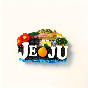 TEMU 1개 제주도 아크릴 냉장고 자석 - 화려한 랜드마크 디자인과 대담한 JEJU 글자, 할로윈 크리스마스 이스터 추수감사절 휴일 장식품 기념품 선물