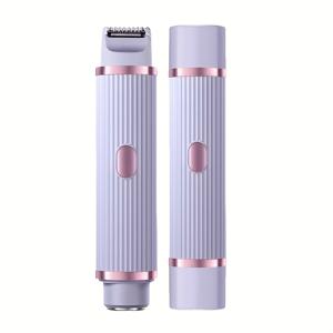 TEMU FEIYBA 여성용 전기 면도기 & 바디 트리머 - 2-in-1 이중 헤드 비키니, 얼굴, 겨드랑이, 다리, 팔 그루머 - USB 충전식 및 보관 케이스 포함 - 세련된 퍼플 핑크 디자인, 홈 & 여행용 - 여성을 위한 필수 그루밍 도구, 내구성 있는 구조, 컴팩트 스타일링, 미용 루틴