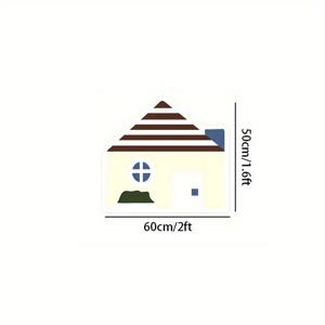TEMU 1개 독특한 집 모양 플러시 매트 - 베이지 & 브라운 디자인, 부드러운 폴리에스터 섬유, 거실, 침실, 현관 또는 공부방 장식에 완벽, 손세탁 전용, 거실용 러그