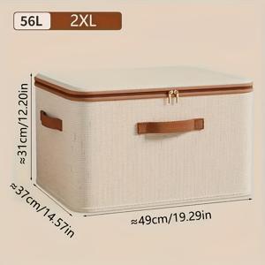 TEMU 뚜껑이 있는 리넨 지퍼 이불 보관함 1개, 스크래치 및 마모 방지, 대용량, 옷, 담요, 장난감, 책을 위한 접이식 - 시골 스타일, 휴대 가능, 여성 패션, 침대 밑 수납|이불정리함