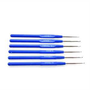 TEMU 8개 세트 인체공학적 크로셰 후크 세트, 파란색 손잡이, 0.6-1.75mm 다양한 크기, 섬세한 레이스워크 및 실 공예용