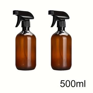 TEMU 내구성 있는 트리거 노즐이 달린 500ml 앰버 & 틸 스프레이 병 2개 세트, 에센셜 오일, 향수, 헤어 케어, 소독 및 원예용 리필 가능, 액세서리 | 반투명 용기 | 다용도 분무기, 리필 가능한 향수 스프레이 병|오일스프레이
